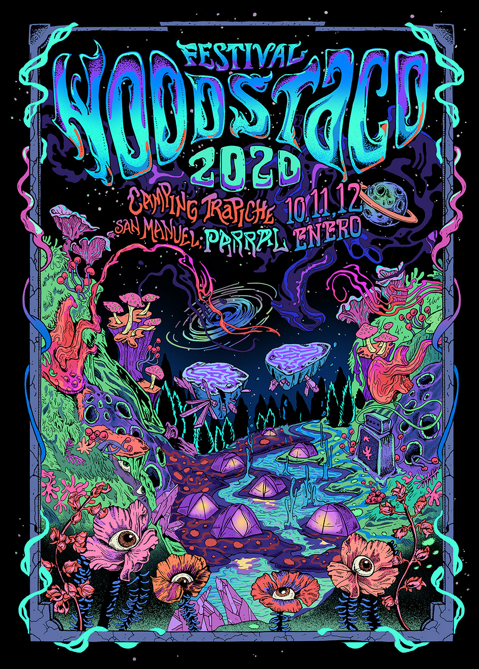 woodstaco festival gig poster Psych psychedelic nakasato rock