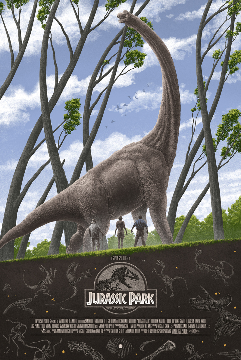 jurassic park Dinosaur brachiosaurus steven spielberg screen print movie poster fossils