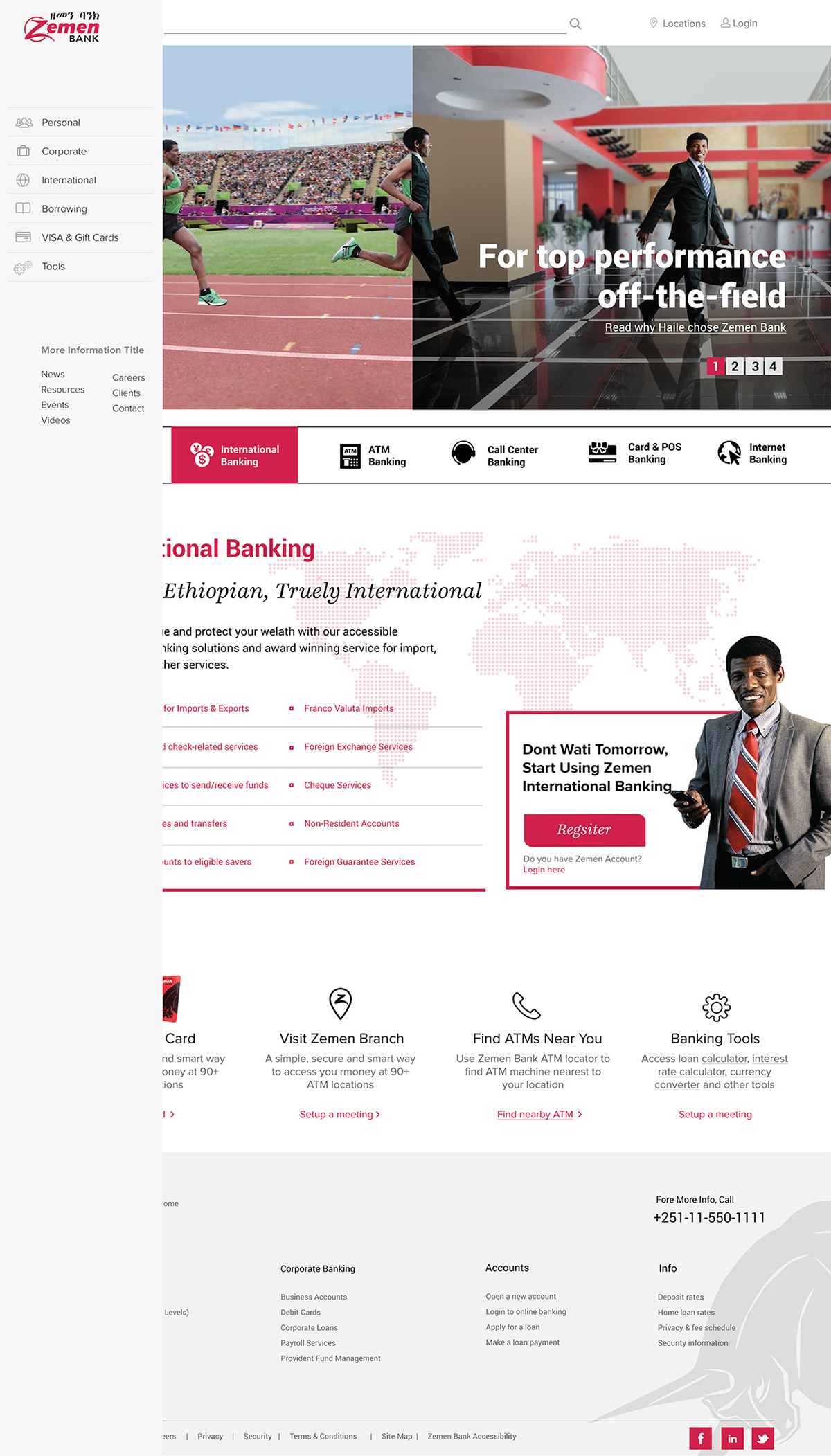 Zemen Bank Website redesign ethiopia Addis Ababa 360Ground development
