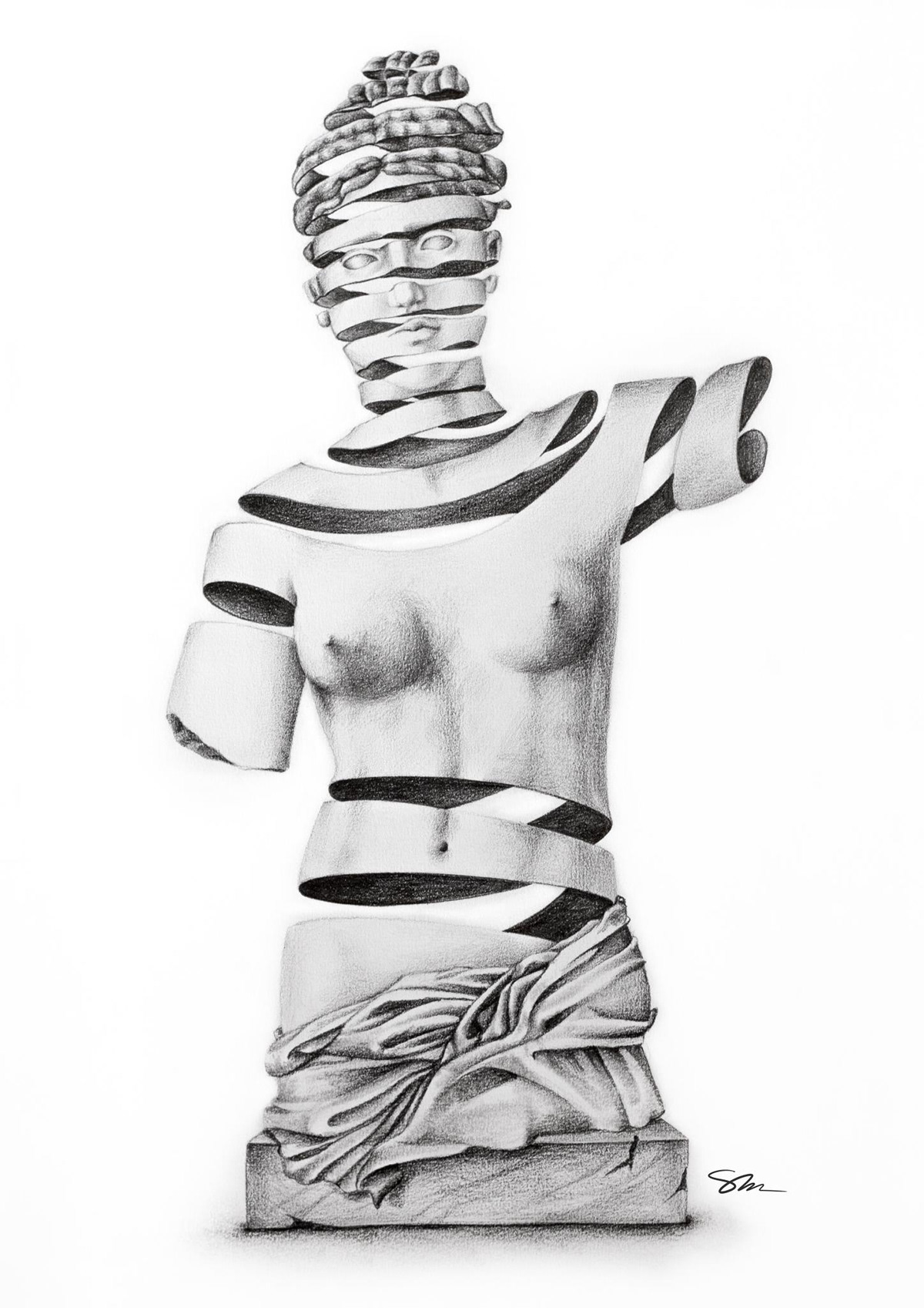 Spiral espiral estatua desenho Ilustração drawings graphite woman traditional