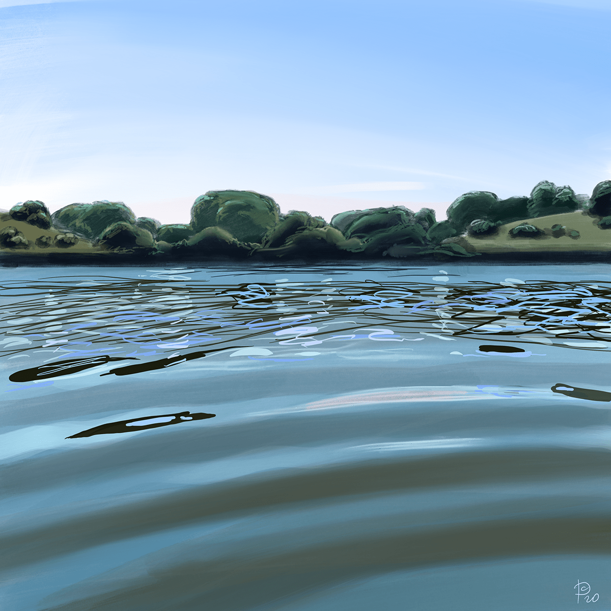 artwork Digital Art  lake Landscape Nature painting   paysage print SKY water
