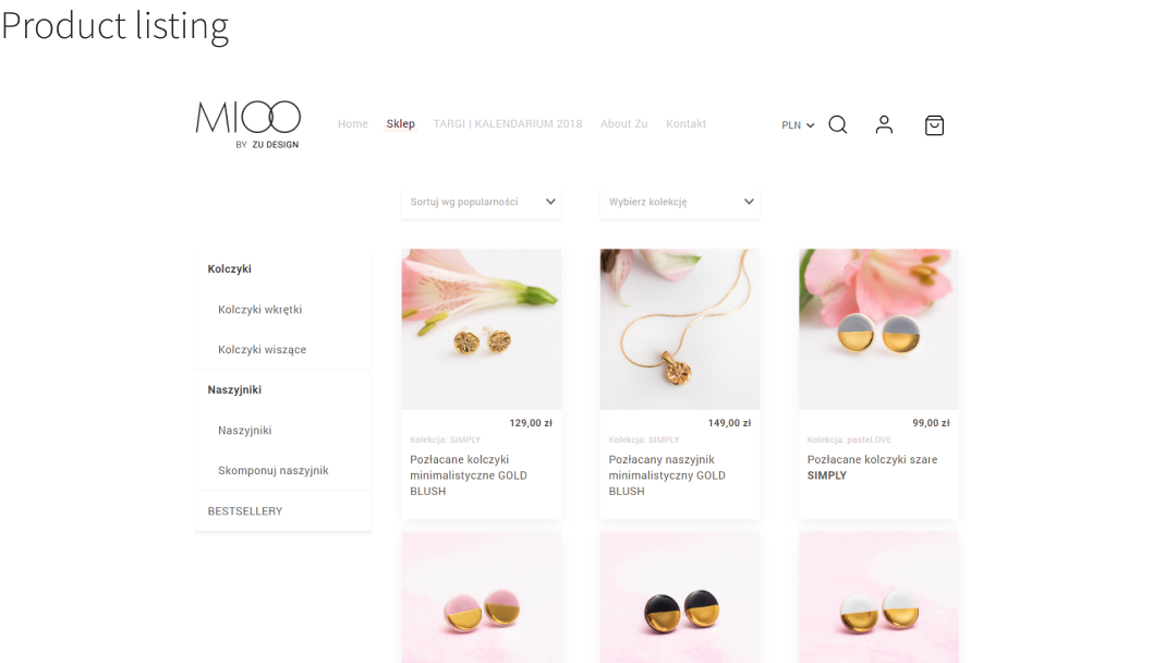 Mioo Ecommerce jewelry handmade UI ux front-end wordpress