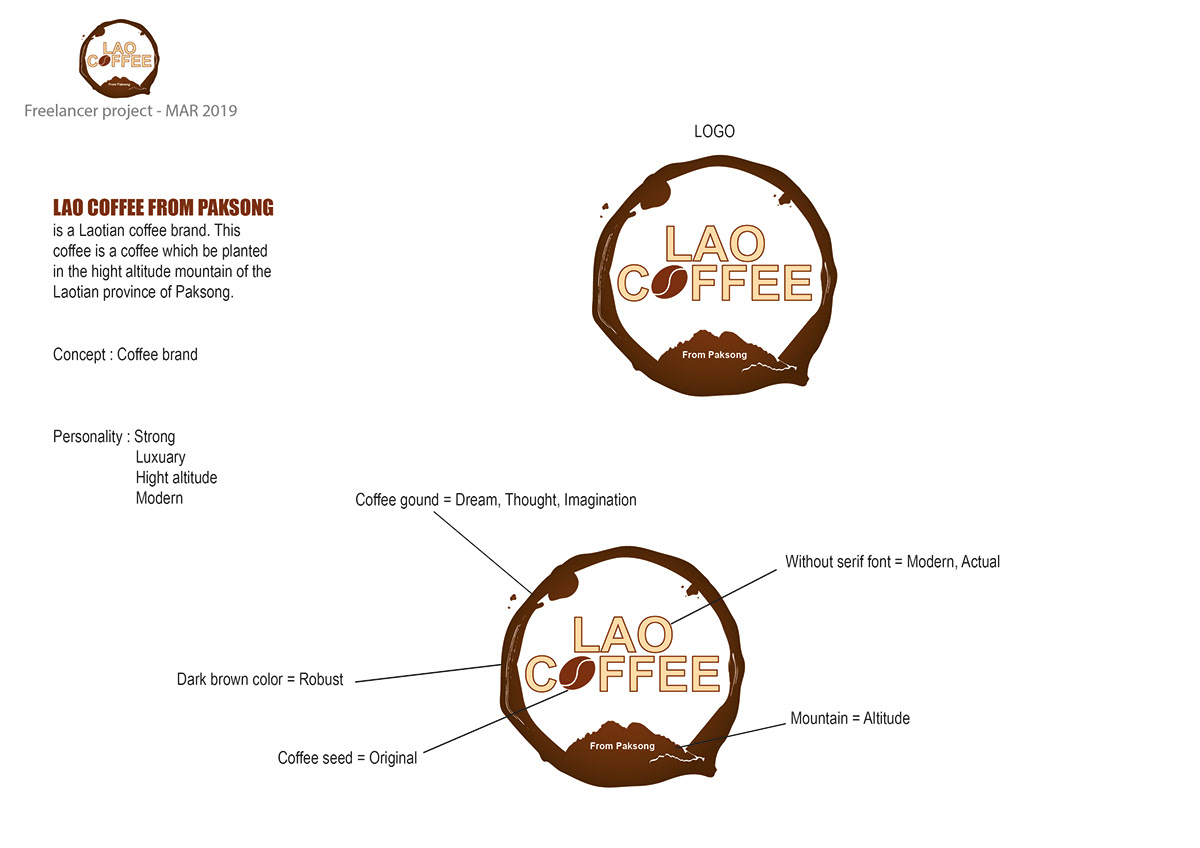 Coffee Laotian logo Packaging mountain design graphic