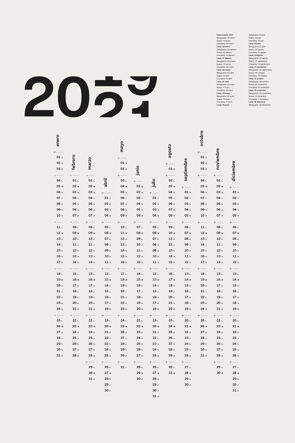calendar calendario graphic design  poster typographic typography   wall calendar Typographic Design diseño gráfico diseño tipografico
