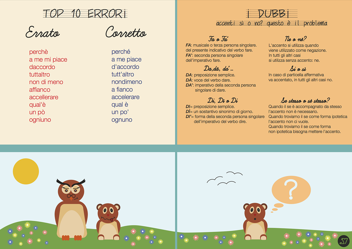 errori grammaticali grammatica formazione scuola school italiano mistake storytelling   gufo bear owl animal ORSO Teddy colors