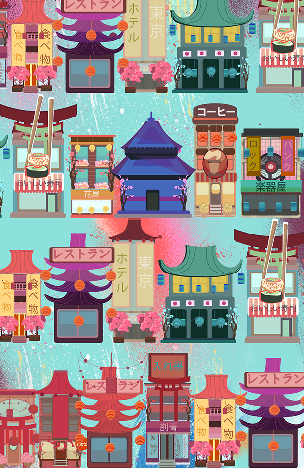 Illustrator iphone skin pattern design game tokyo vector city cool infographic