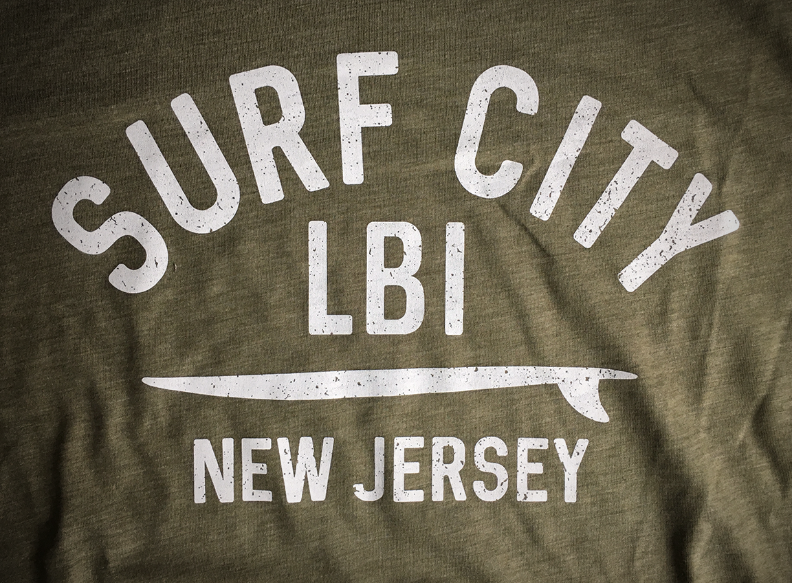 resort t-shirt shark nautical Surf Palm Tree Island wave typography   screenprint