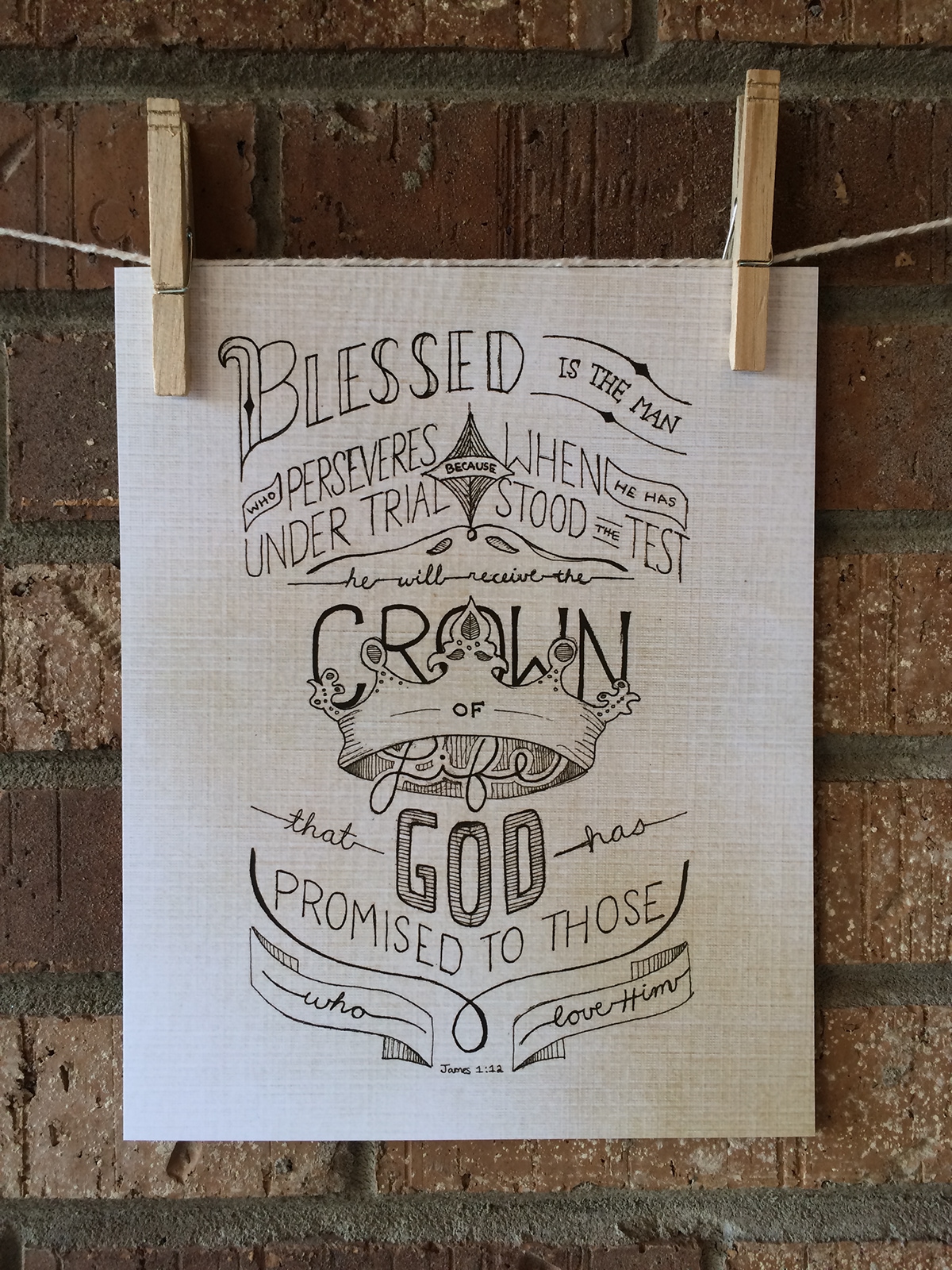 Crown of Life Hand-lettered Print