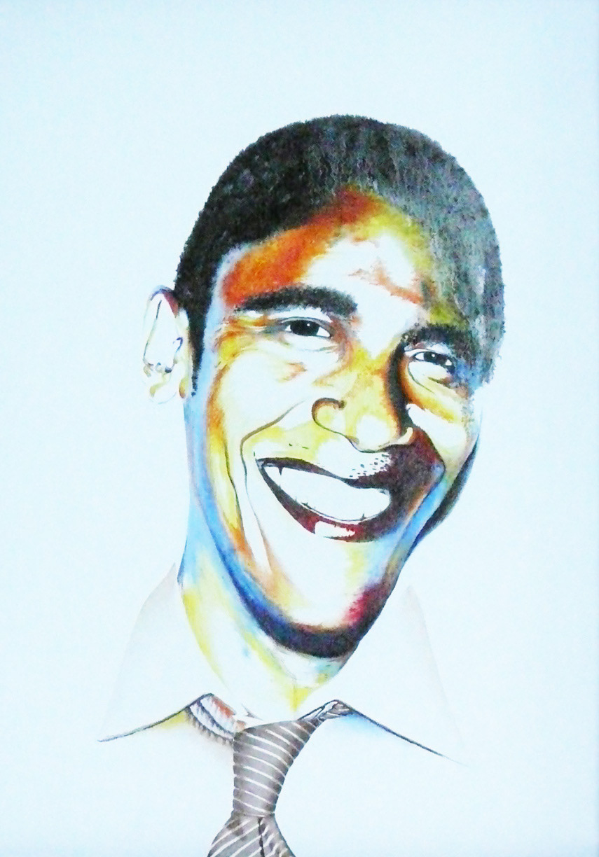 obama president leader colorful happy humor oil canvas Portret people person famous Vip america usa