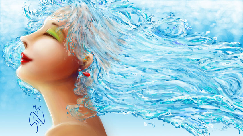 water summer woman hair blue cool Breeze