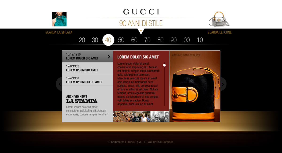 gucci italian  dark  interface Minisite shiny luxury bags