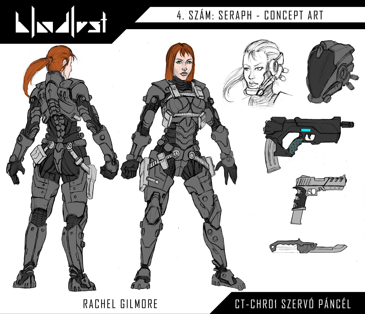 concept concept art conceptual charachter design comic concept art comics concept art Bloodlust bloodlust comics Cyberpunk cyber Gibson Armor Weapon armor design Helmet