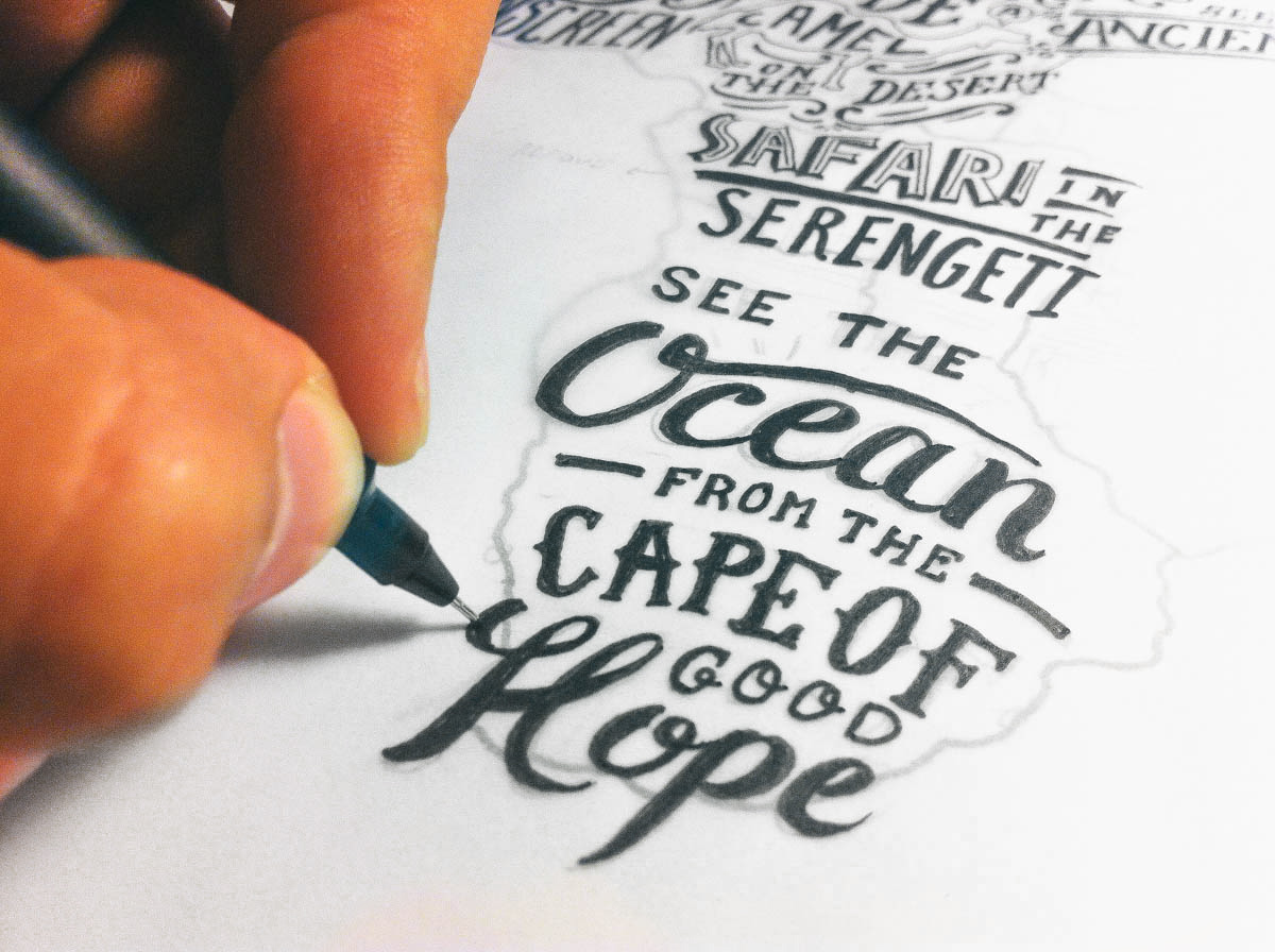 lettering hand drawn type hand-drawn Handlettering hand-lettering Portugal lisboa Lisbon iade neves world map