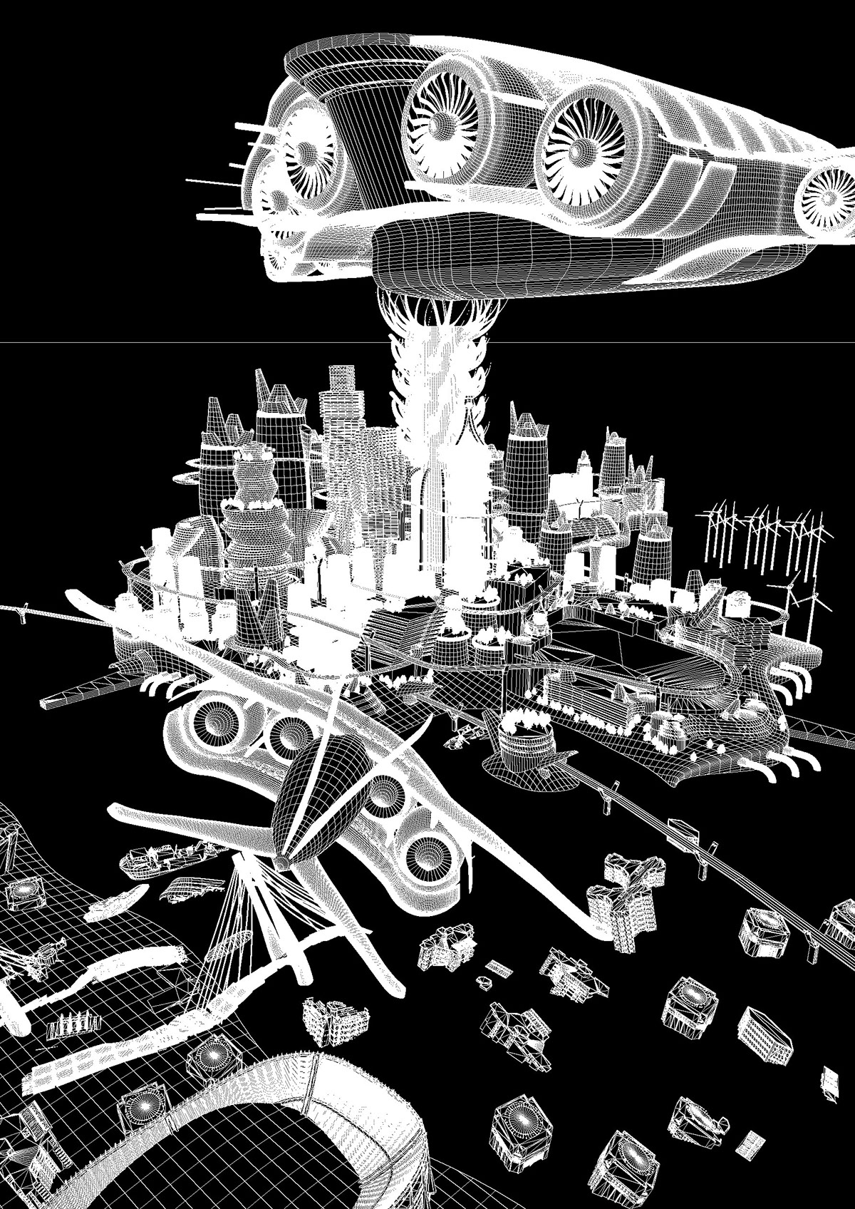 city futur sci-fi Mattepainting world ending