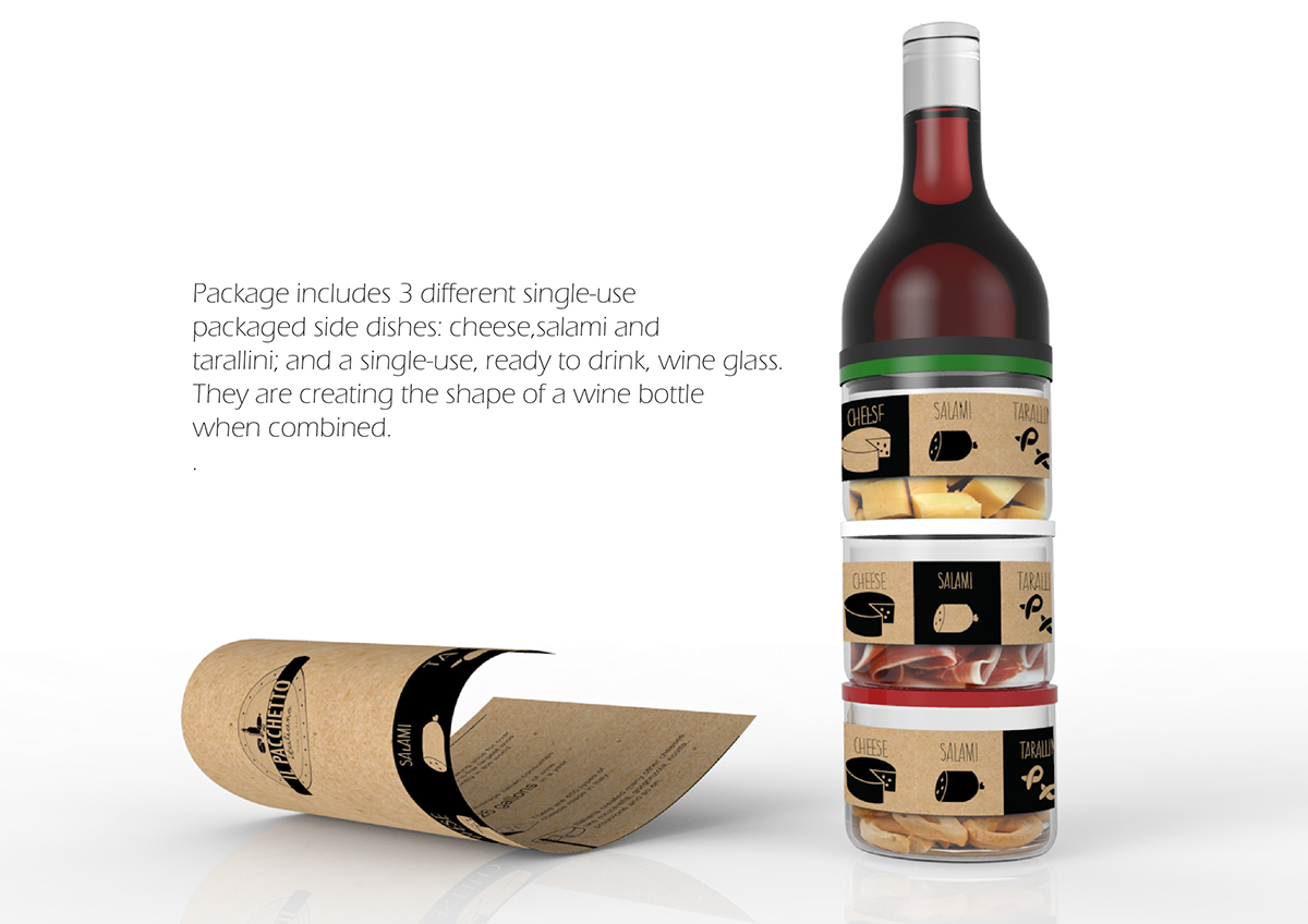 pacchetto Italy italian tarallini Cheese salami vine single-use package Kraft logo naba product design italiano