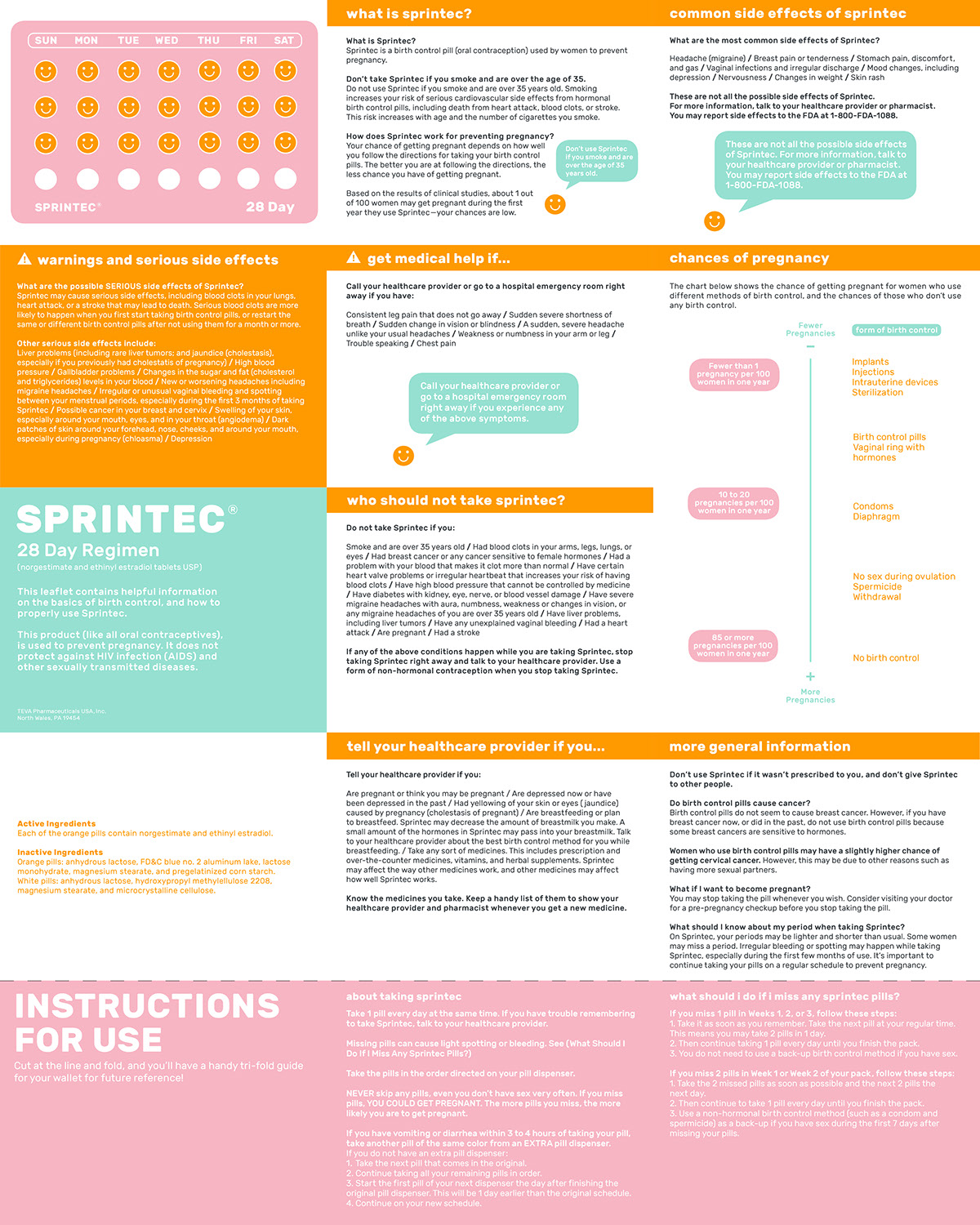 redesign package design  birth control information design color pamphlet print