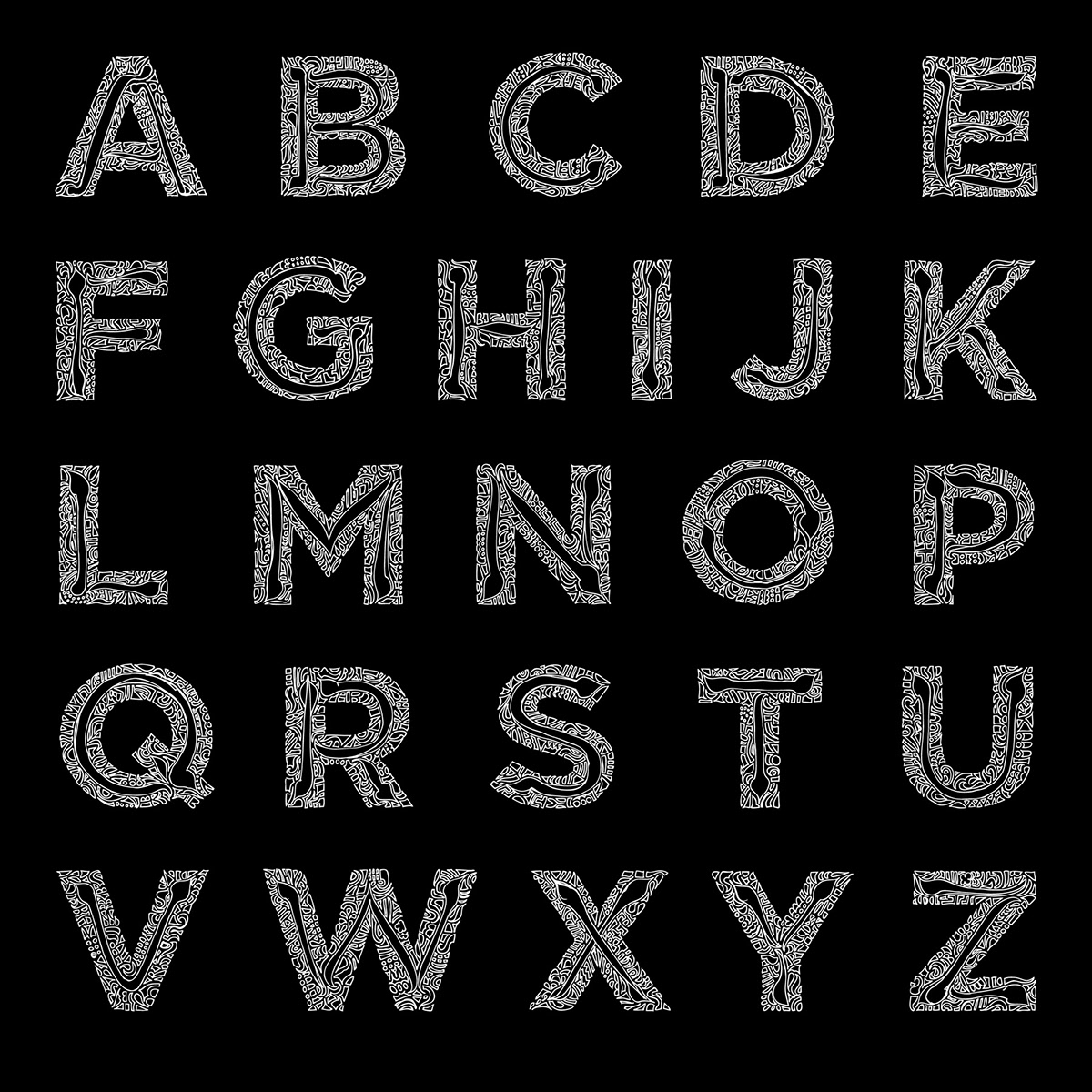 monogram Custom Illustration abc for adults organic alphabet