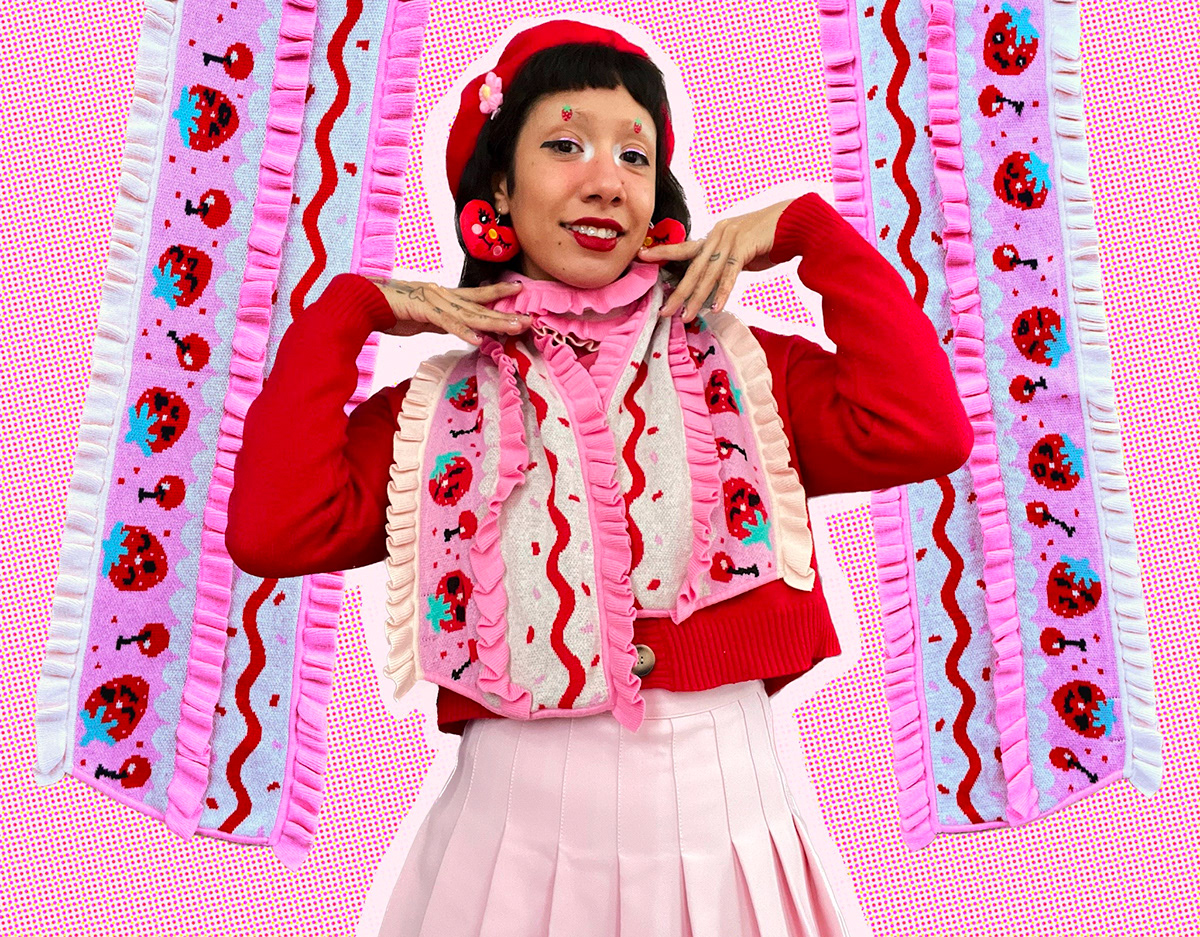 scarf Fashion  cute kawaii clown cake strawberry star rainbow queer