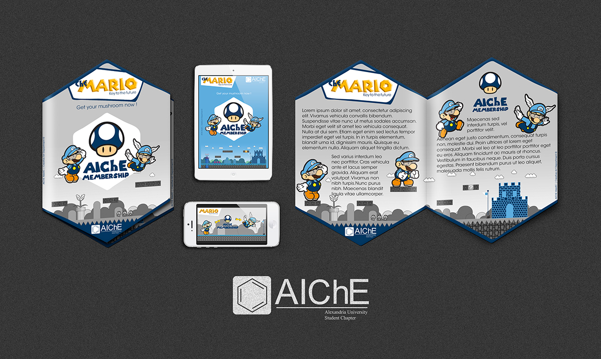 mario Character AIChe flyer social media chemistry Engineers membership