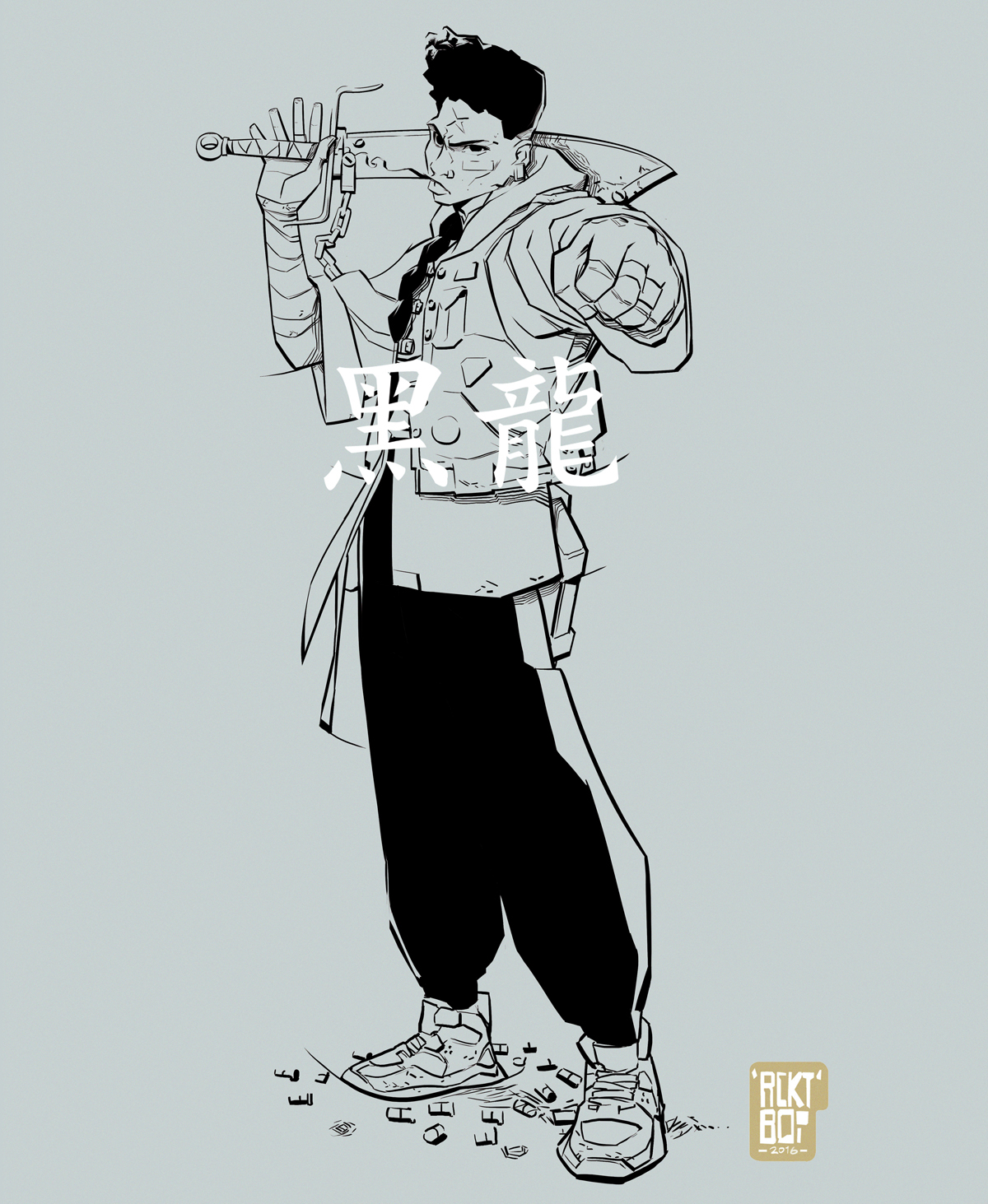 kungfu comic art anime Character design boondocks samurai afro pencil digital