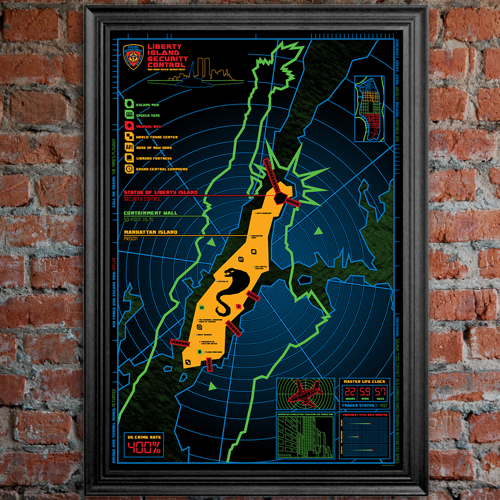 poster movie poster Screen-print gallery Movies chart radar diagram map schematic ESCAPE FROM NY