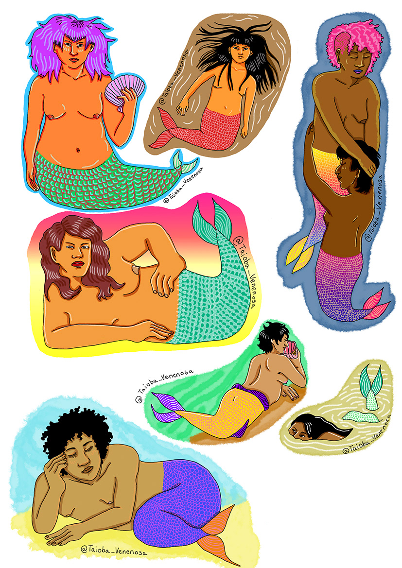 mermaid color Digital Art  photoshop LGBT bodies feminism mythology autoral digital illustration