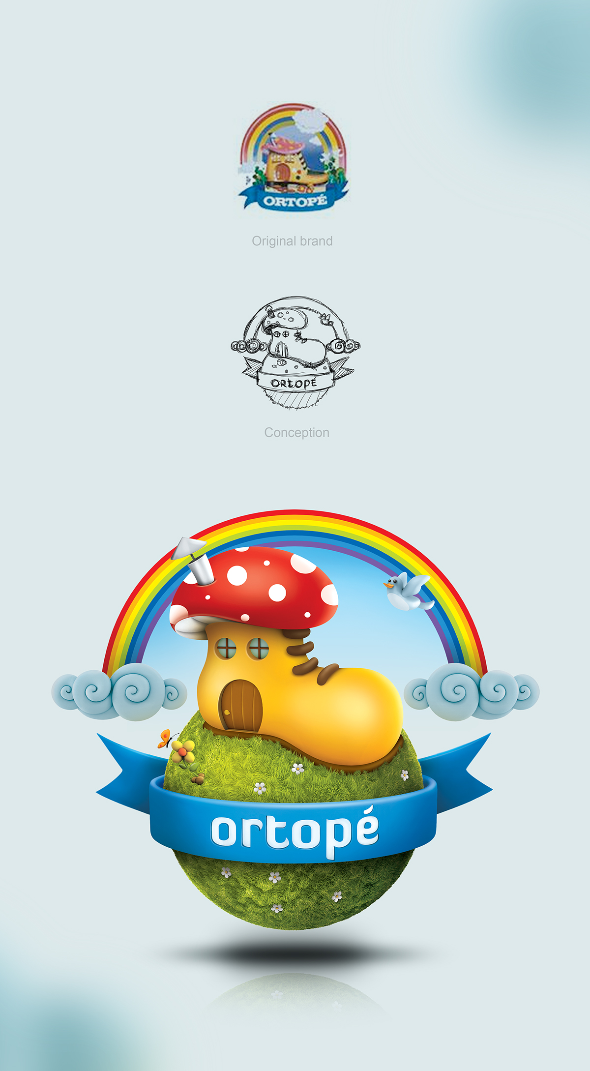 Ortopé logo Logotipo 3D gilneisilva gilnei redesign Criaçao do novo Novo logo ortopé