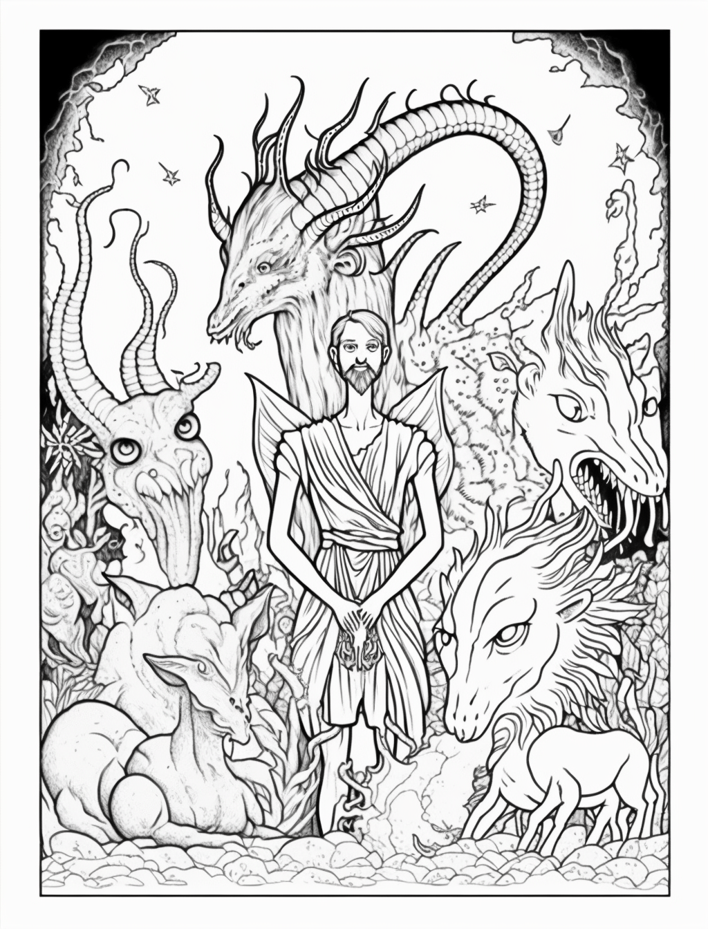 adult coloring page coloring book coloring page cryptids coloring page ILLUSTRATION  kdp kids coloring book