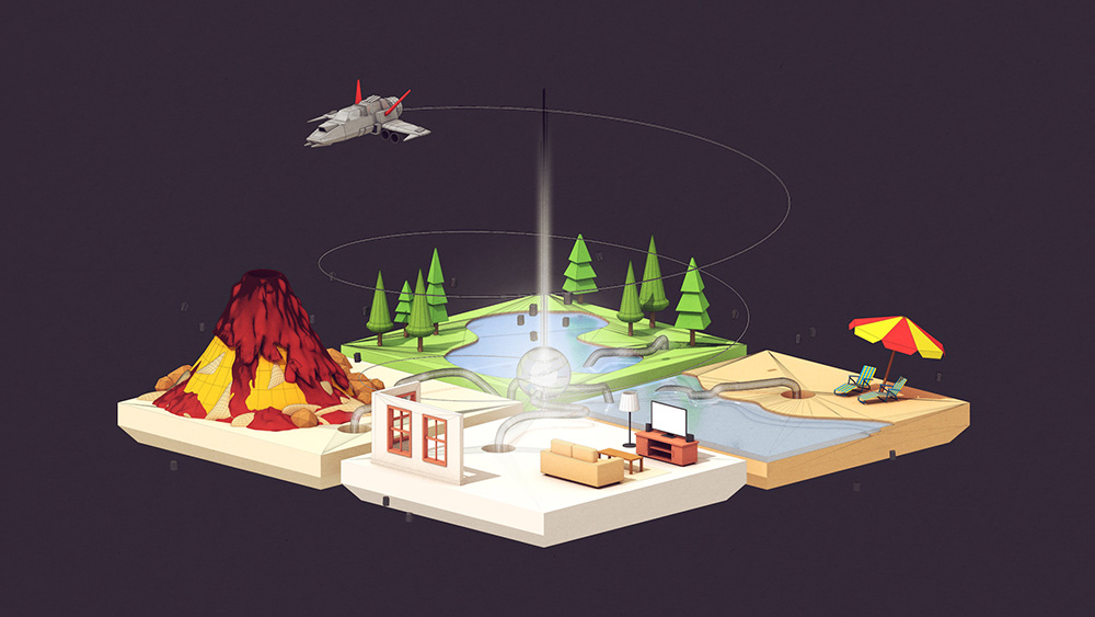 sdk PARSEC 3D art spaceship land grid Gaming Landscape