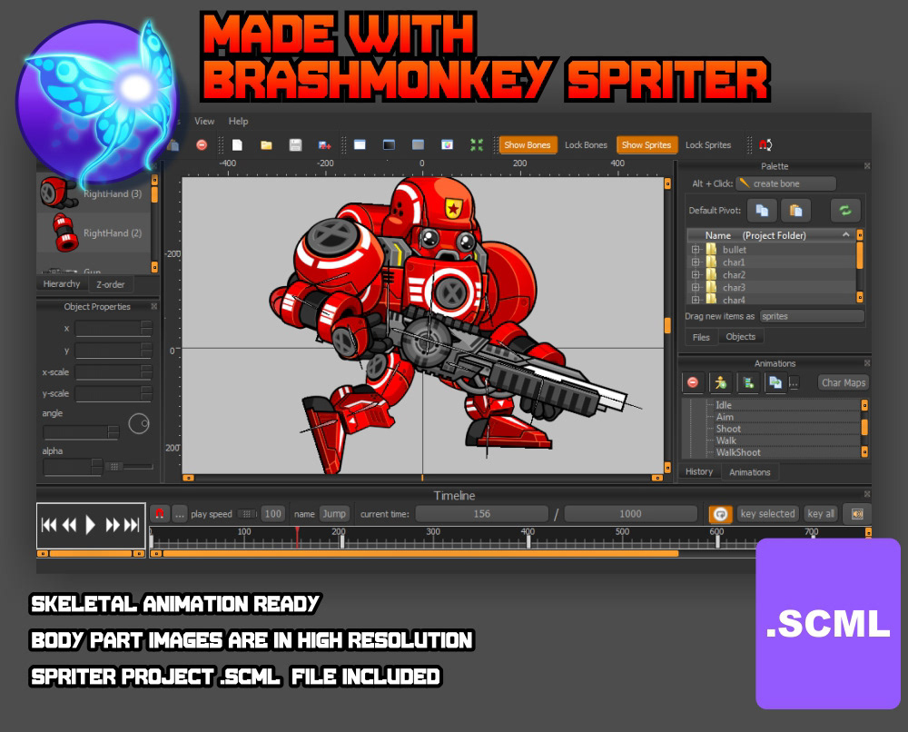 2D game assets Sprite Character soldier sci-fi robot mech animation 