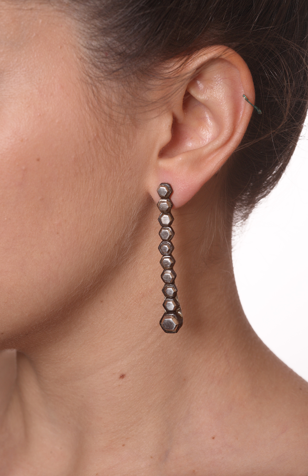 diamond  silver nuts iron pendant earrings irony