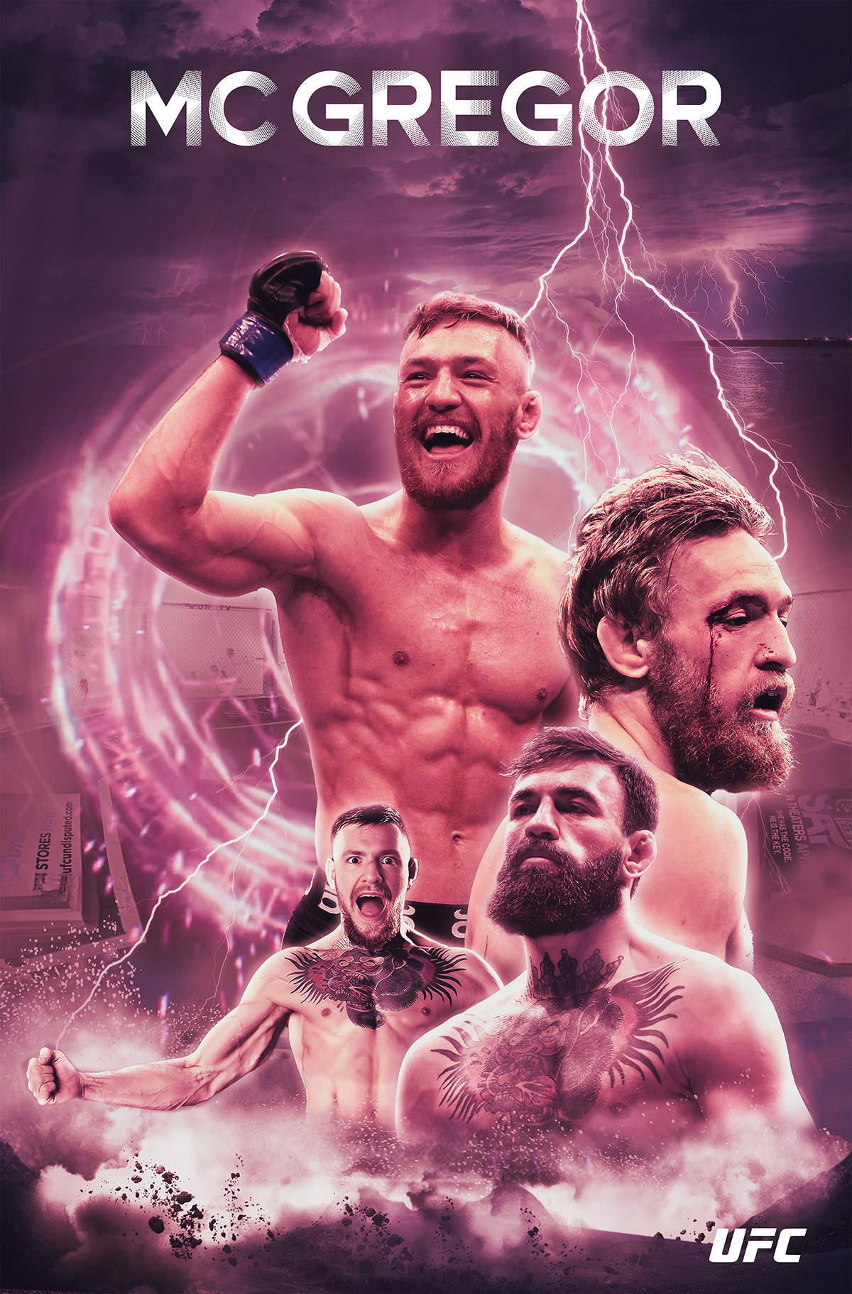 action sports UFC Poster McGregor Boxing UFC sports fight MMA thunder lightning
