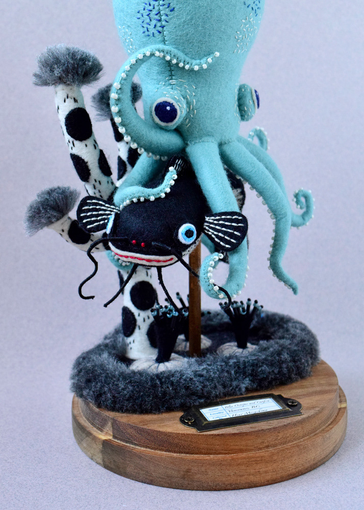 craft Embroidery felt fiber art handmade hine mizushima octopus sculpture soft sculpture 水島ひね