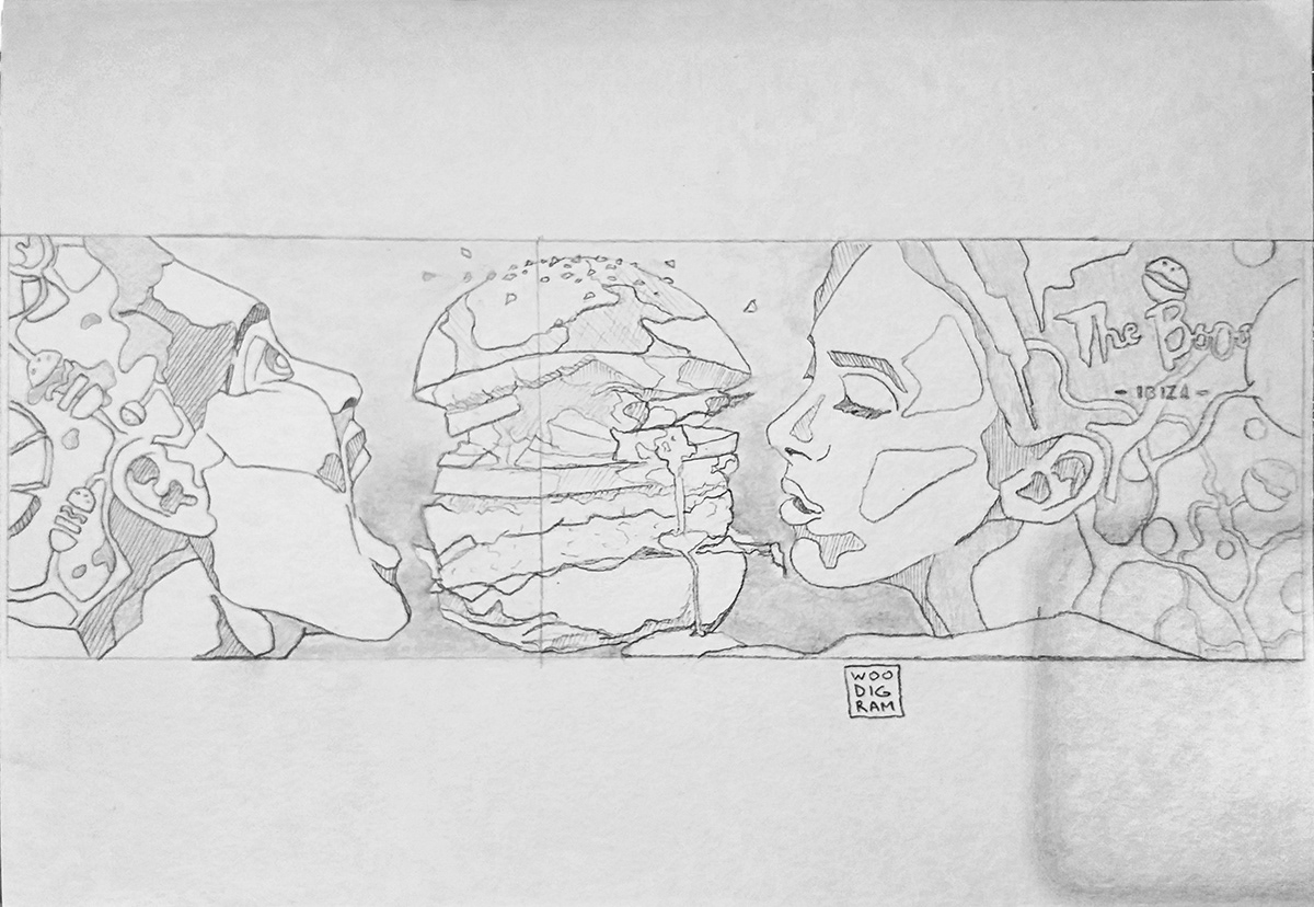 woodigram digital burger fiolet ibiza thebooo woman man artist ILLUSTRATION 