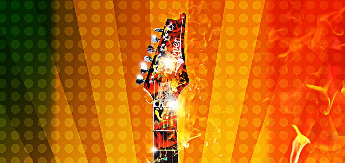 poster reggae rock flame guitar concert bar