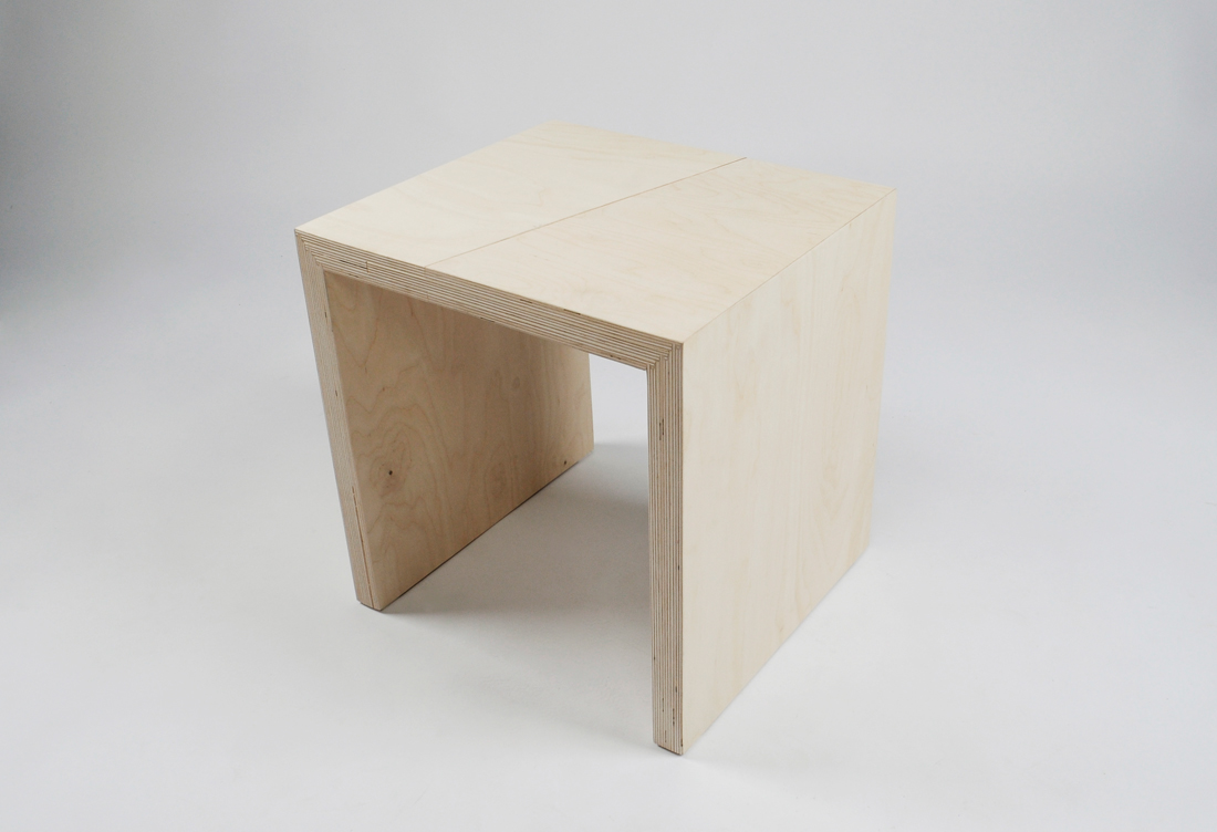 slide stool table two-part wood