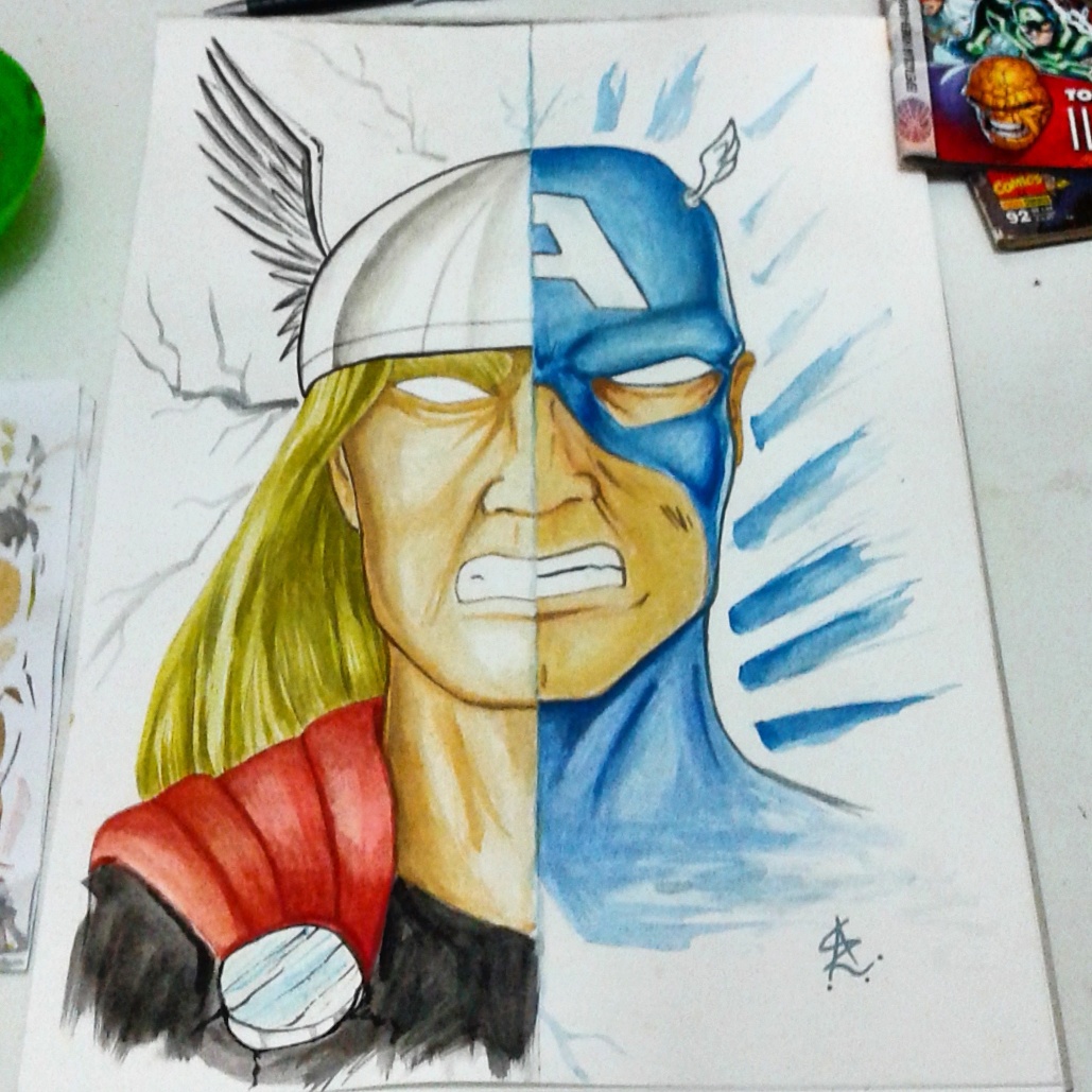 watercolor aquarela heroes heróis spiderman deadpool darthvader Starwars ironman blackpanter Thor C3PO Avengers