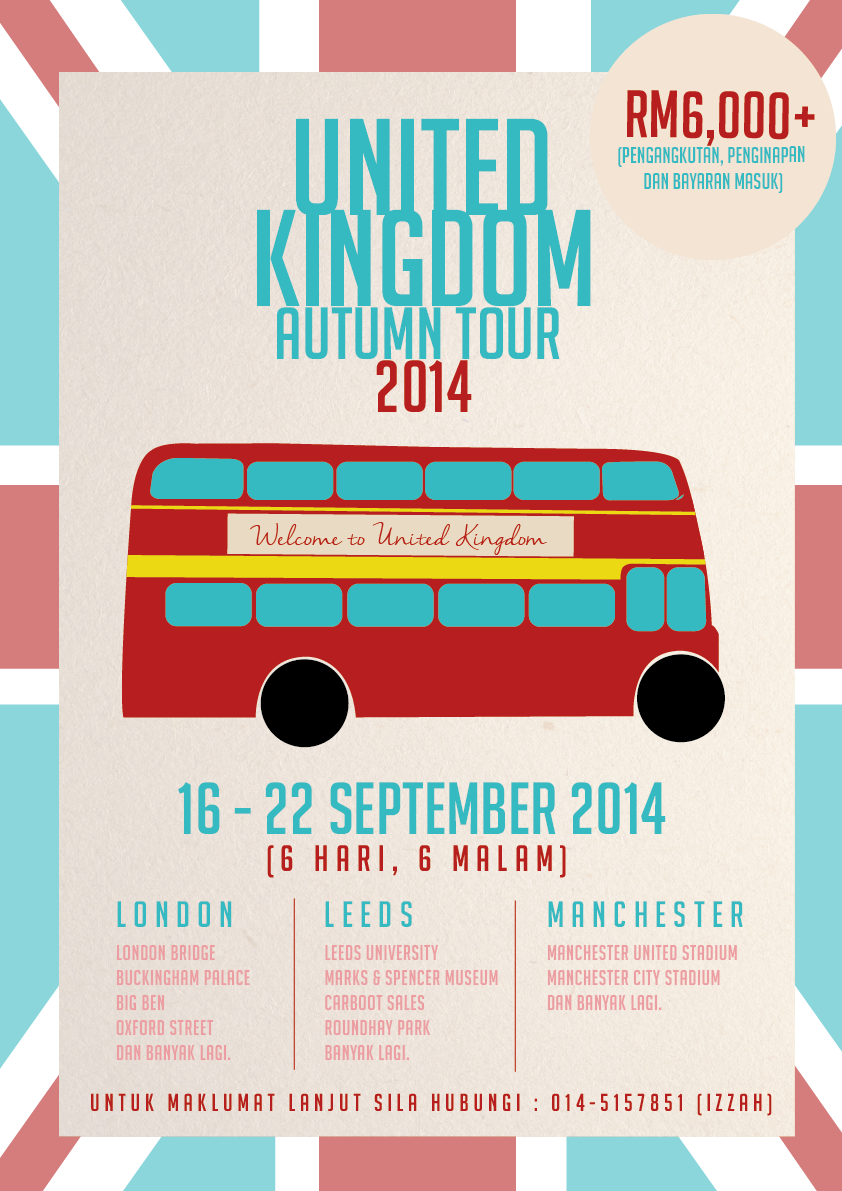 poster Illustrator bus double decket United Kingdom London autumn tower pastel colour scheme