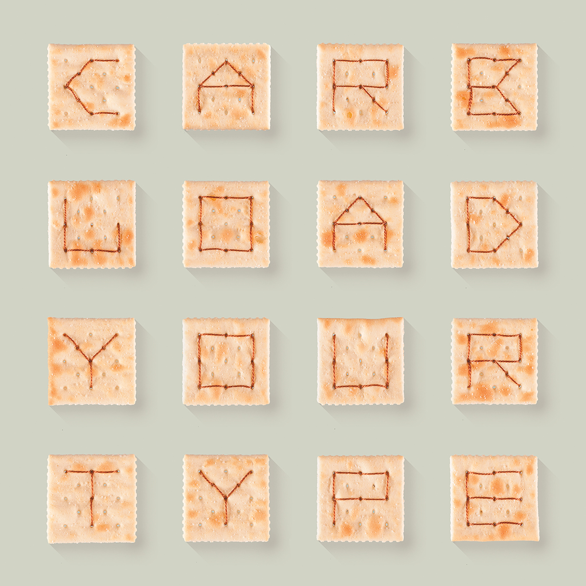 Typeface Nabisco Soup uppercase type experimental crackers Saltine Crackers play