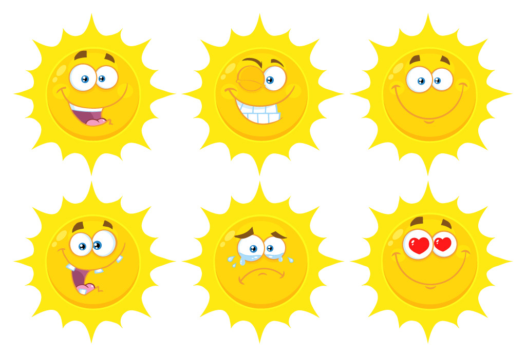 cartoon Character Mascot Emoji face Sun summer emoticons stickers graphic