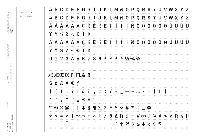 Typeface font stencil bureau 205 Damien Gautier france