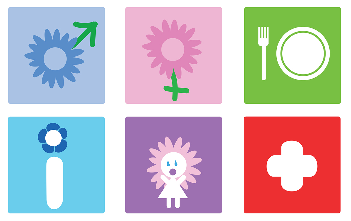 Theme Park power of flowers wayfinding icons logo