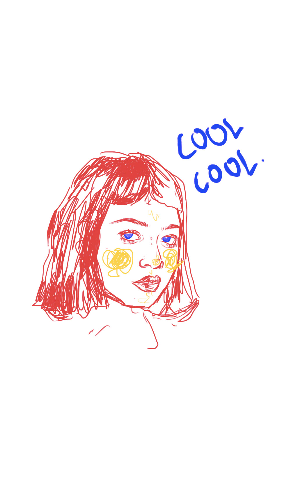 doodle line art primary color colour face girl Drawing 