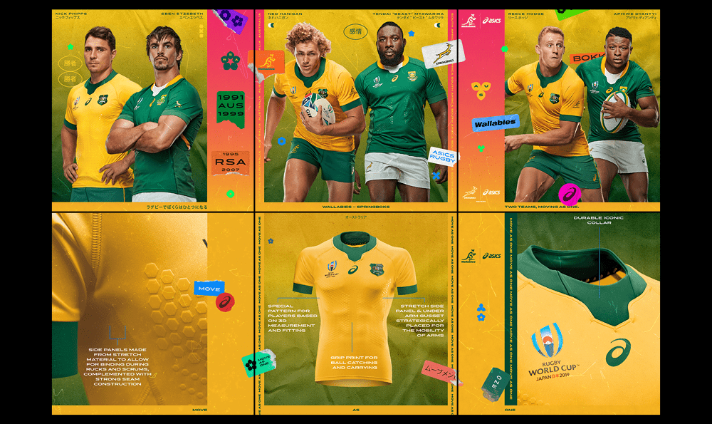 Rugby rugby world cup south africa Asics springboks Australia wallabies japan world cup move as one digital