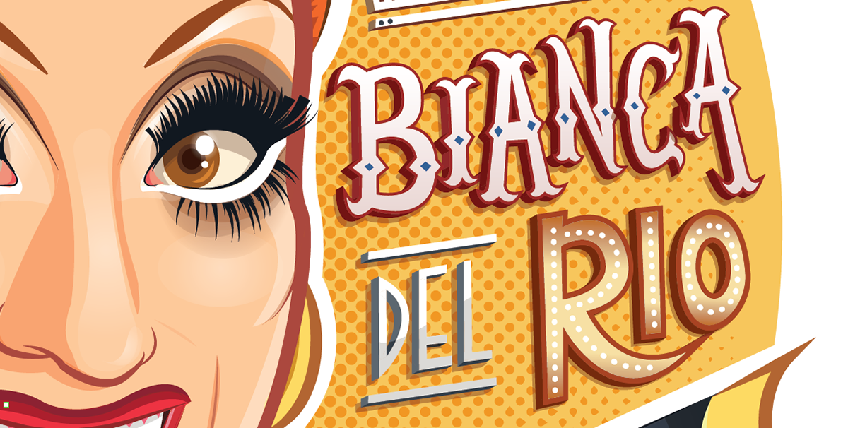 Bianca Del Rio drag queen vector Retro bianca outline halftone color Character design print Rupaul vintage Drag queen