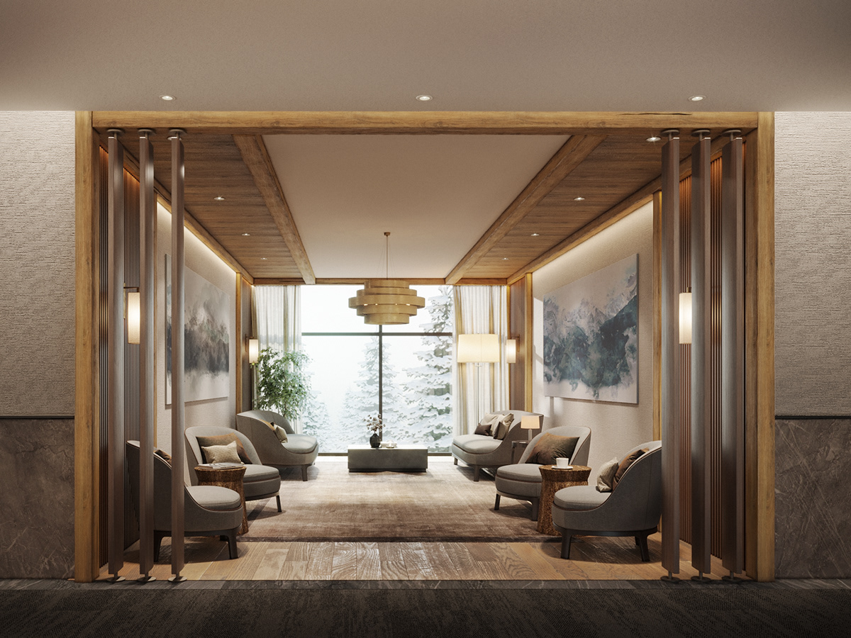 architecture hotel Interior interiordesign mountains Renovatiodesign resort Spa visualisation welness