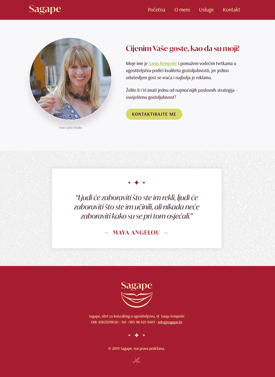 Website design for a hospitality consultant