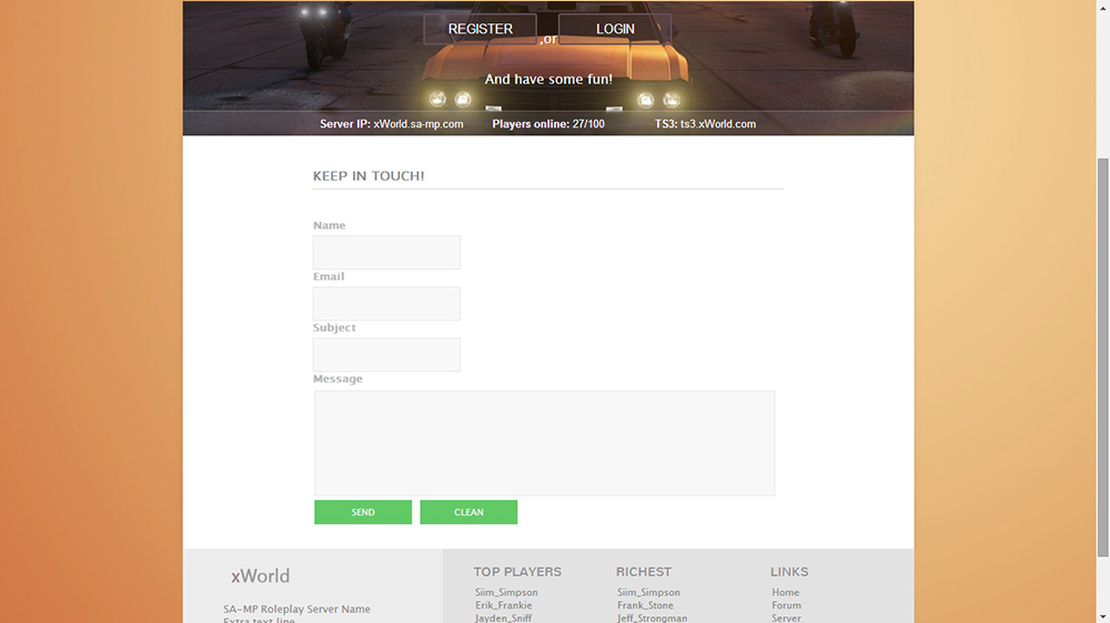 san andreas multiplayer grand theft auto design ucp user control panel HTML css template sale