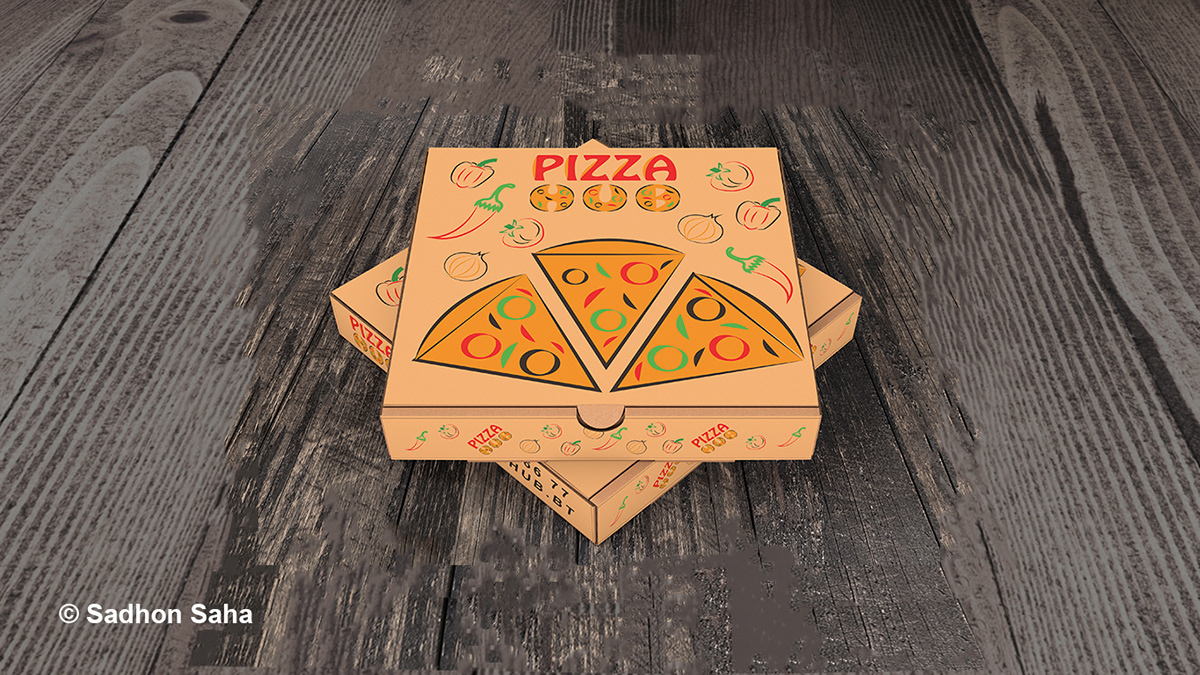 Pizza box package red Food  packaging design Packaging dtp design Advertising  visual identity