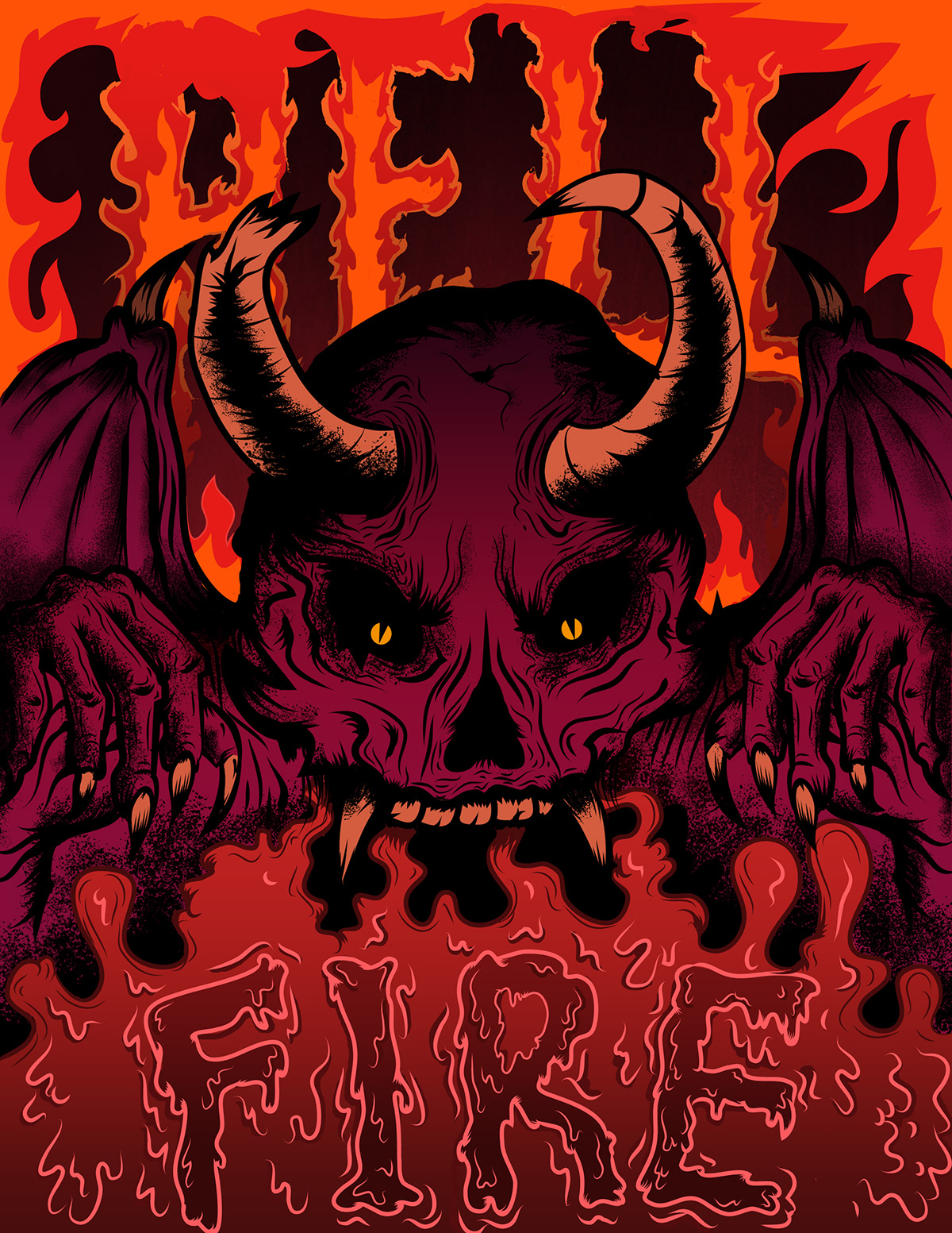 devil skull fire blood evil hell